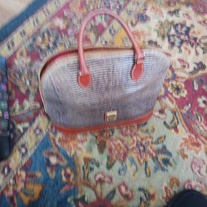 Dooney & Bourke Vintage Handbag Large Zip Zip Dome Leather Satchel  Brown/Red